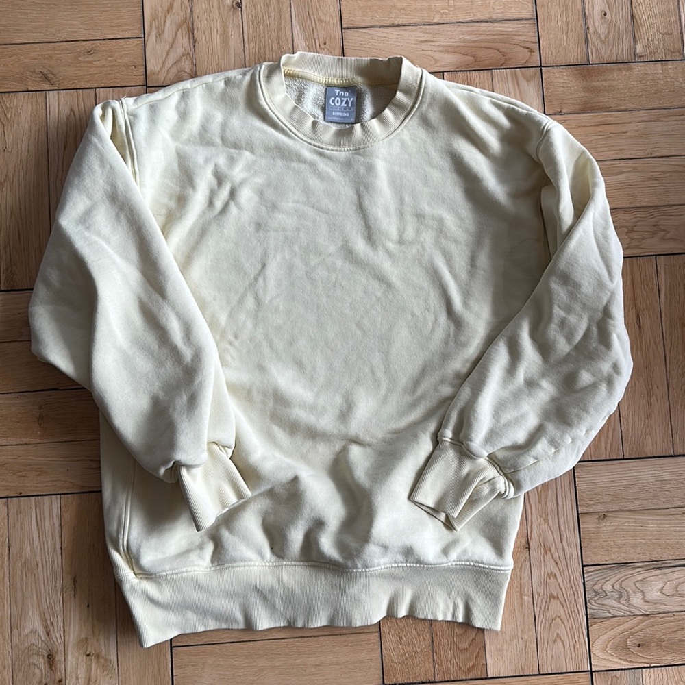 Aritzia Tna Cozy Fleece Boyfriend Sweatshirt S Yellow